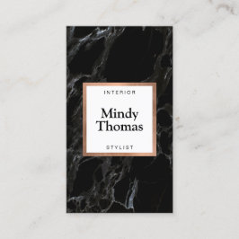 Modern Black Marble Faux Ro Guld Ram Visitkort