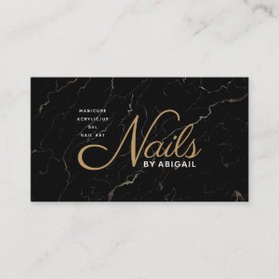 Modern Black Marble Guld Nagel efter "Namn" Visitkort