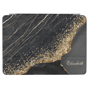 Modern Black Marble Guld Sequins iPad Air Skydd