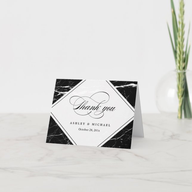 Modern Black Marble Struktur Tack Kort (Framsida)