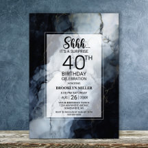 Modern Black Marble Surprise 40:e födelsedagen Par