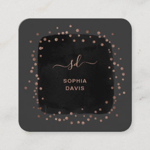Modern Black med Faux Ro Guld Dots Fyrkantigt Visitkort