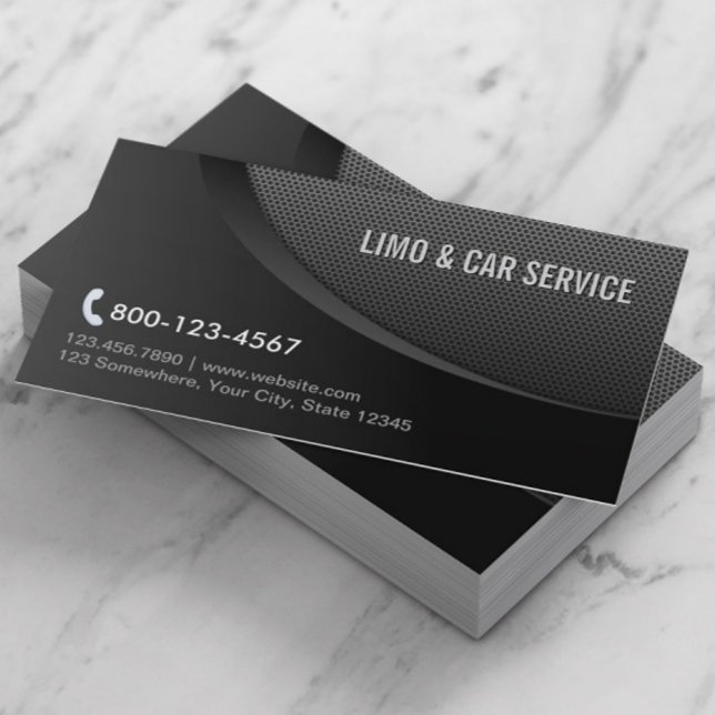 Modern Black Metall Limo & Car Service Visitkort (Skapare uppladdad)