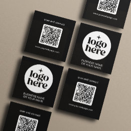 Modern Black Minimal QR Code Logo Fyrkantigt Visitkort
