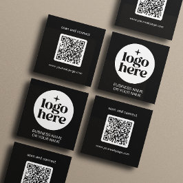 Modern Black Minimal QR Code Logo Fyrkantigt Visitkort
