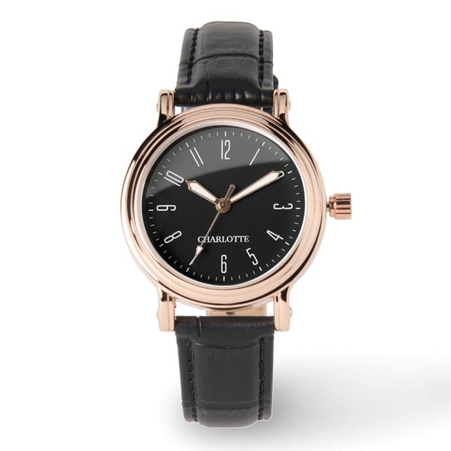Modern Black Minimalist Custom Contemporary Office Armbandsur (Framsida)