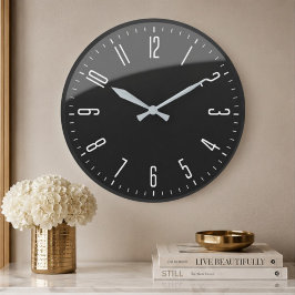 Modern Black Minimalist Custom Contemporary Office Stor Klocka