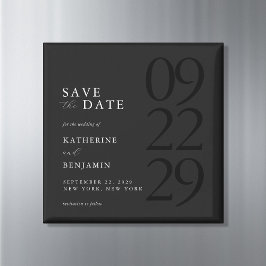Modern Black Minimalist Wedding Magnet