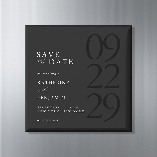 Modern Black Minimalist Wedding Magnet (Skapare uppladdad)