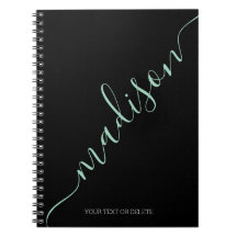 Modern Black Mint-Grönt handskriven Namn Monogram