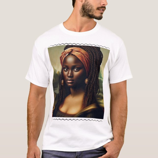 Modern Black Mona Lisa Påstående T-Shirt (Framsida)