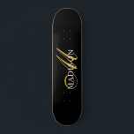 Modern Black Monogram Guld Namn Mini Skateboard Bräda 18,5 Cm<br><div class="desc">En elegant guld och ett vitt monogram på en rik svart skateboard för din utomhusroligt. Snyggt och modern.</div>
