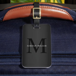 Modern Black Monogram-Personlig Bagagebricka