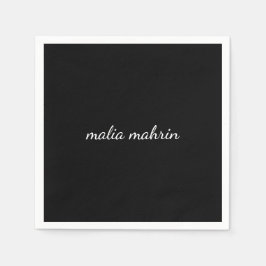 Modern Black Monogram Script Design Pappersservett