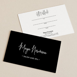 MODERN BLACK-MÖRK NAMNTECKNING monogrampresentkort