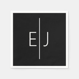 Modern Black Name Initials  Pappersservett