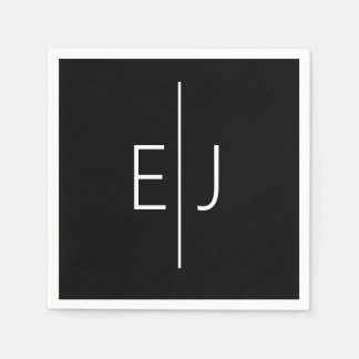 Modern Black Name Initials  Pappersservett