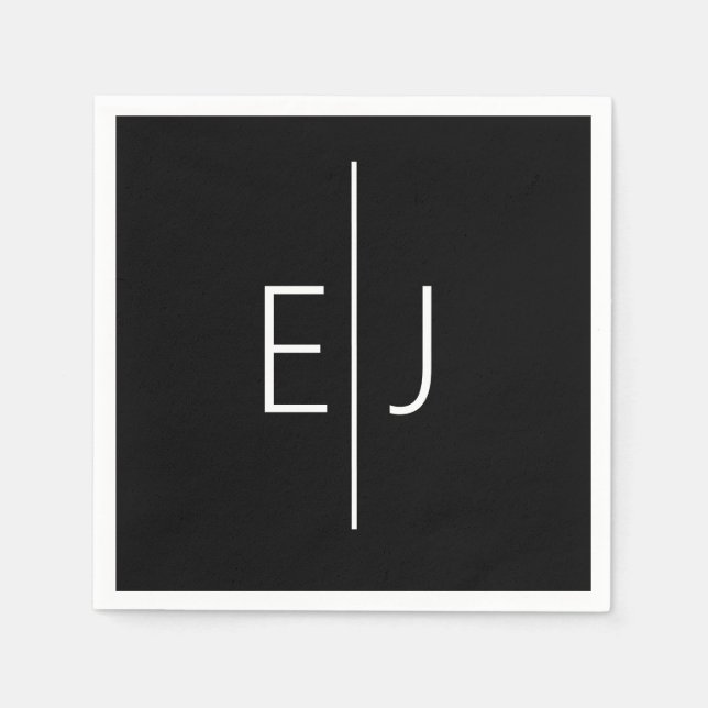 Modern Black Name Initials  Pappersservett (Framsidan)