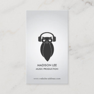 Modern Black Night Uggla Logotyp DJ, Band, Musicia Visitkort
