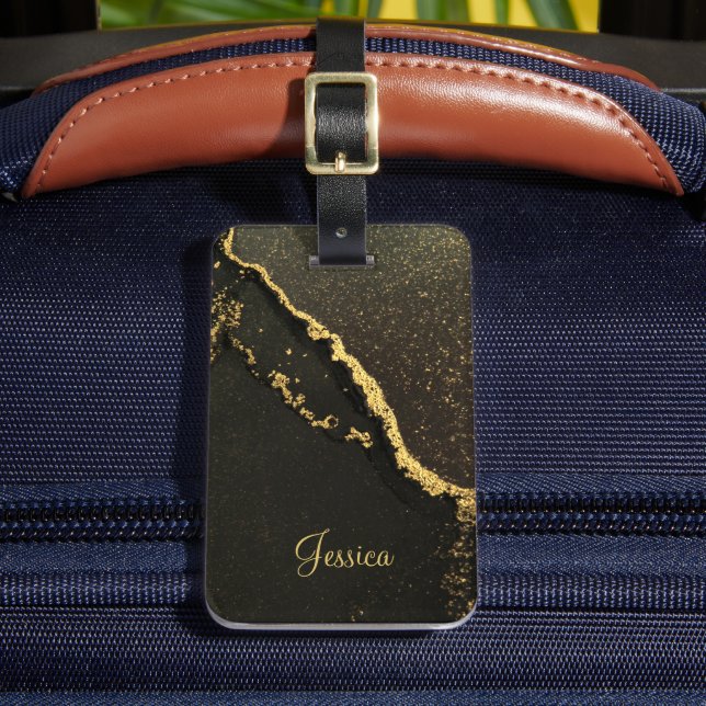 Modern Black och Guld Bagagebricka (Framsida Insitu 2)