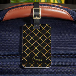 Modern Black och Guld Diamond Bagagebricka