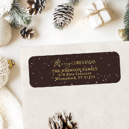 Modern Black och Guld God jul Adress Returadress Etikett