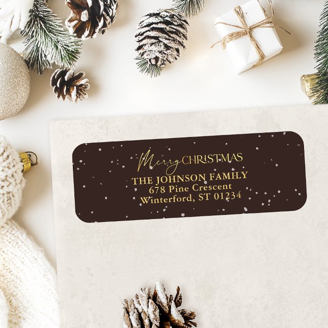 Modern Black och Guld God jul Adress Returadress Etikett (Skapare uppladdad)