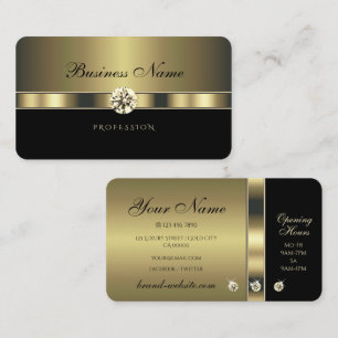 Modern Black och Guld med mousserande Rhinestones Visitkort