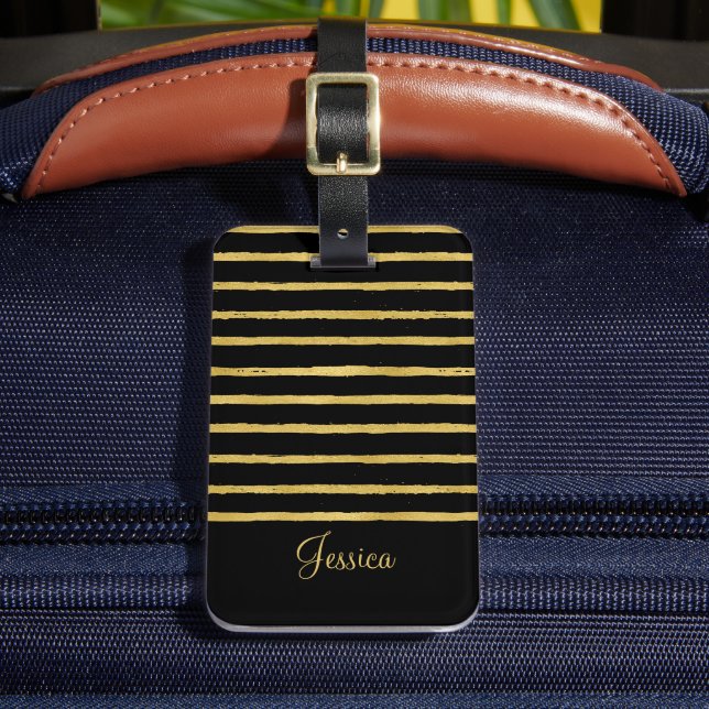 Modern Black och Guld Rand Bagagebricka (Framsida Insitu 2)