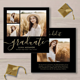 Modern Black och Guld Script 4 Photo Studenten Meddelande