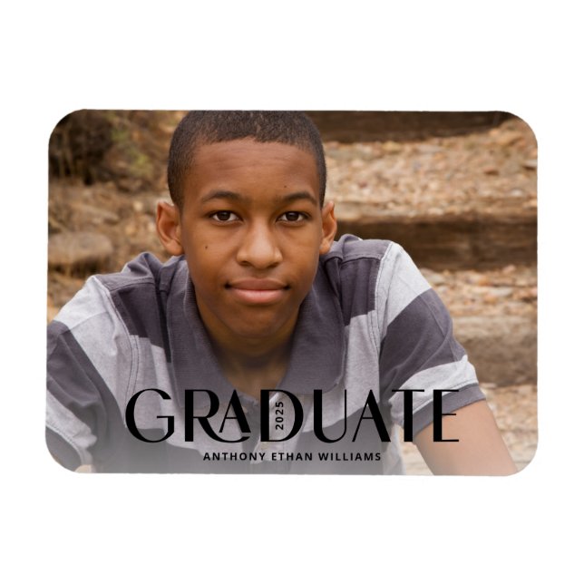 Modern Black Overlay 2025 Photo Grad-meddelande Magnet (Horisontell)