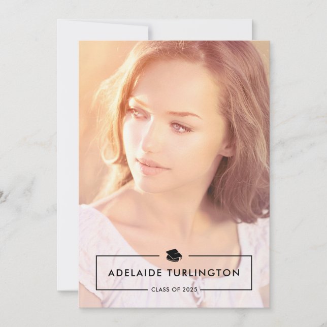 Modern Black Overlay Fullt Photo Studenten Inbjudningar (Framsida)