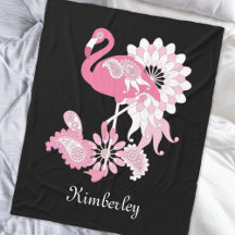 Modern Black Paisley Rosa Flamingo