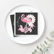 Modern Black Paisley Rosa Flamingo Papper