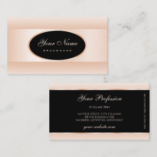 Modern Black Pastel Rosa Ombre Oval Ram Elegant Visitkort