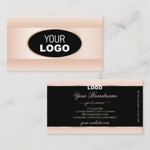 Modern Black Pastel Rosa Ombre Oval Ram och Logoty Visitkort