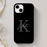 Modern Black Personlig Monogram Namn<br><div class="desc">Anpassningsbar-designade iphone case med moderna handmanusmonogram med anpassningsbar initial och namn.</div>