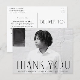 Modern Black Photo Studenten Tack Vykort