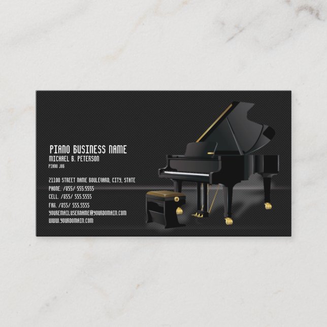 Modern Black Piano Business PlaCard* Visitkort (Framsida)