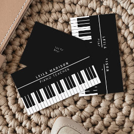 Modern Black Piano Tangentbord Teacher Visitkort