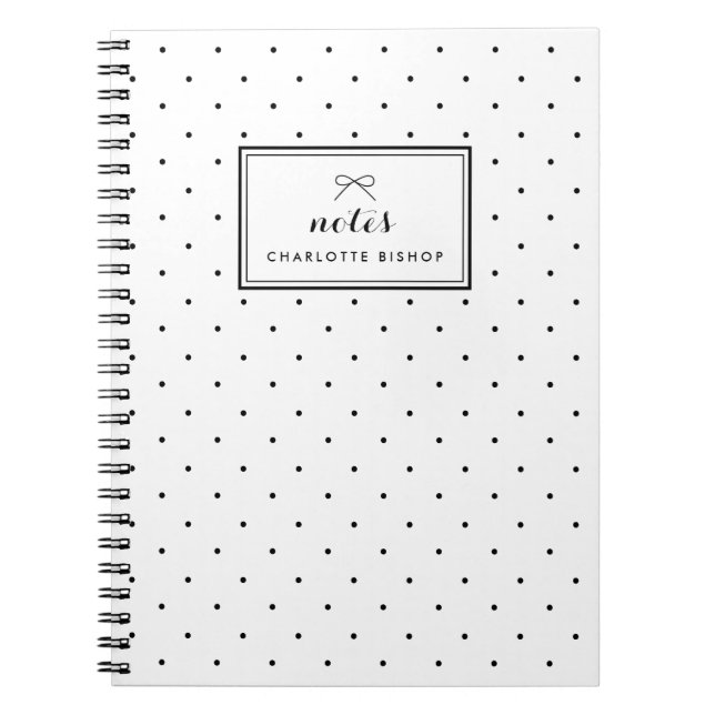 Modern Black Polka dots Mönster Personlig Anteckningsbok (Framsidan)