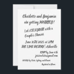 Modern Black Push Lettering Trendig Par Shower Inbjudningar<br><div class="desc">Modern Par-inbjudan till Trendiget Svart pensel Lettering</div>