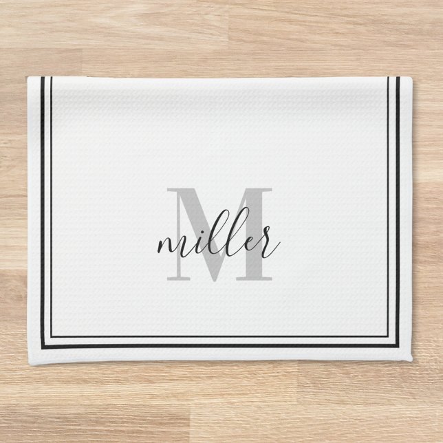 Modern Black Ram Family Monogram Kökshandduk (Skapare uppladdad)