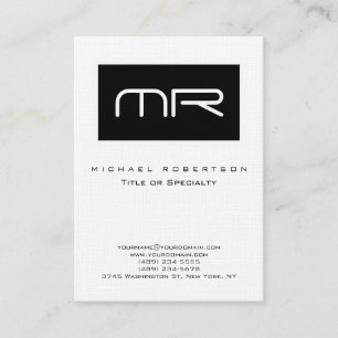 Modern Black Rand Monogram Linen Affärskort Visitkort