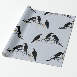Modern Black Ravens Minimalist Mönster Presentpapper