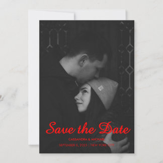 Modern Black & Red Photo Wedding Spara Datumet