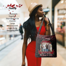 Modern Black Red Roses Family Photo Quote Floral