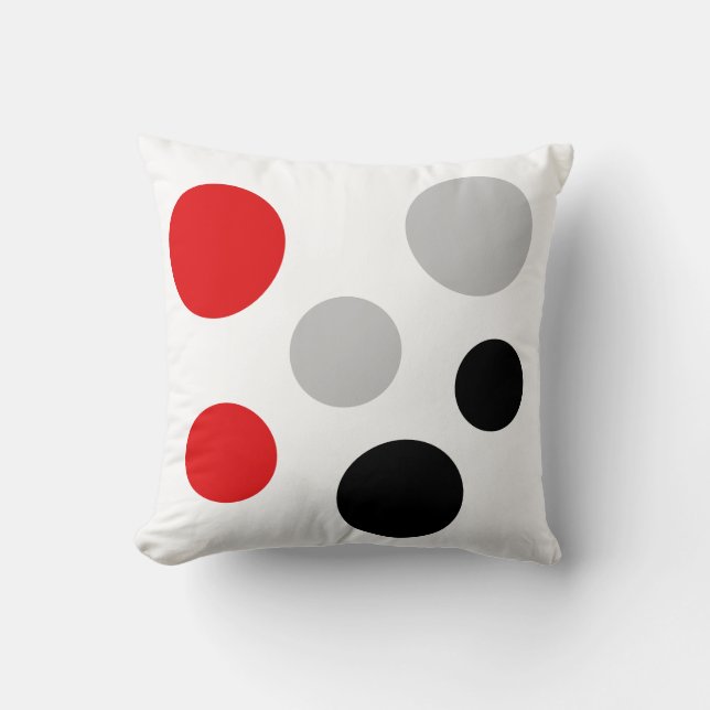 Modern Black Red Silver Circles on White Kudde (Framsida)