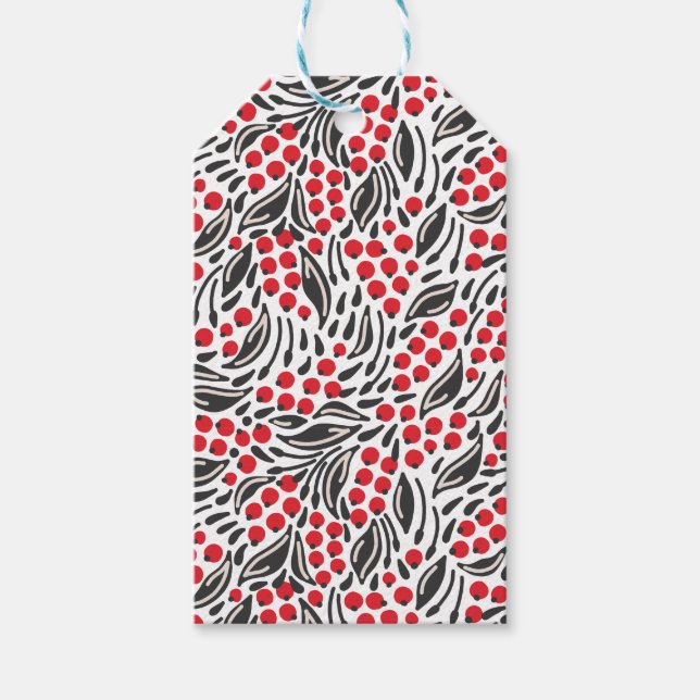 Modern Black Red White-jul - vinterberry Presentetikett (Framsidan)
