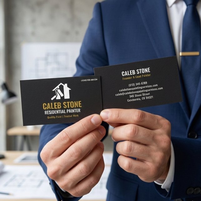 Modern Black Residential Painter & House Painting Visitkort (Skapare uppladdad)